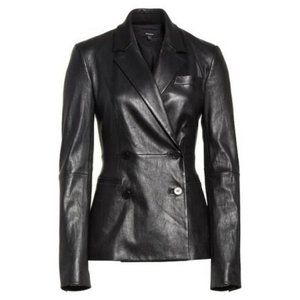 Theory Double Breasted Bristol Leather Blazer